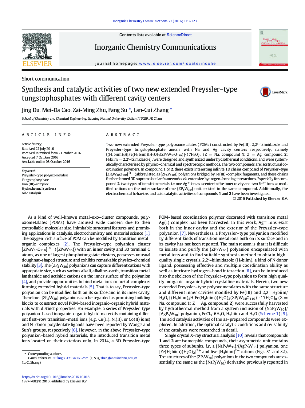 Synthesis and catalytic activities of two new extended Preyssler-type tungstophosphates with different cavity centers