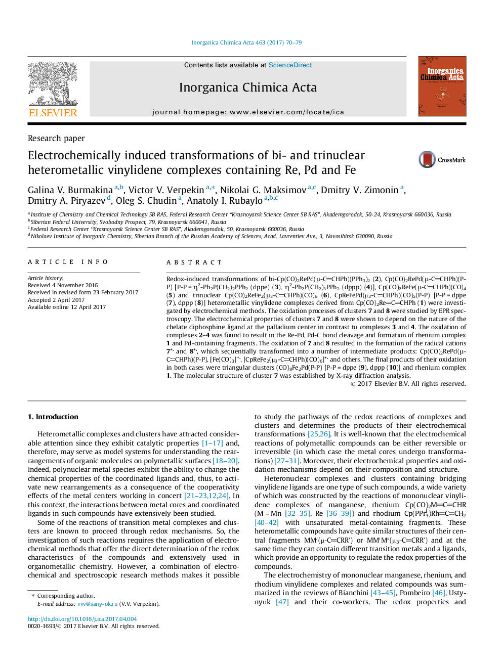 Electrochemically induced transformations of bi- and trinuclear heterometallic vinylidene complexes containing Re, Pd and Fe