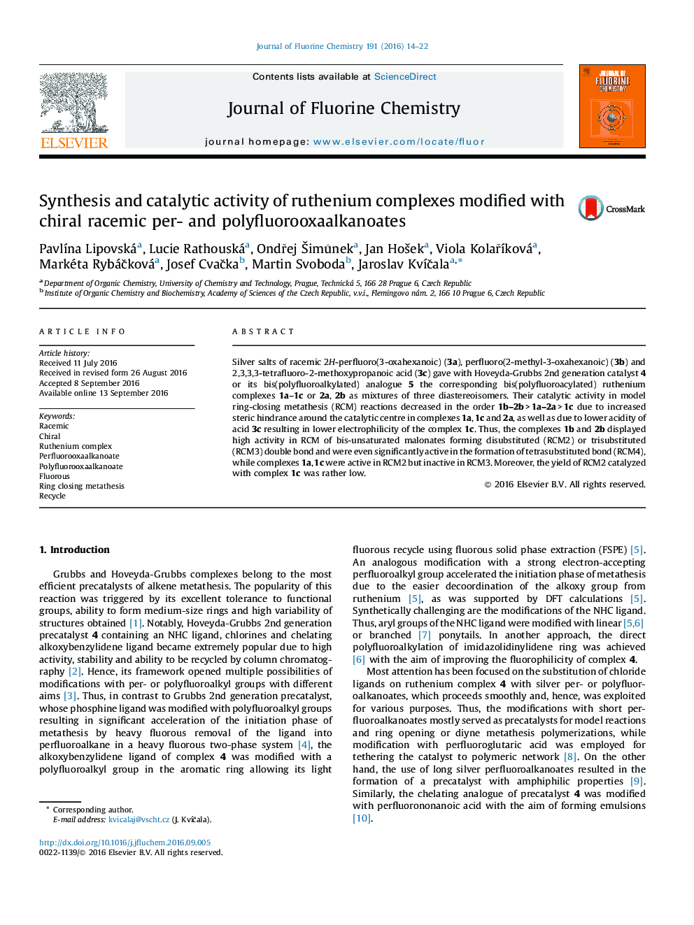 Synthesis and catalytic activity of ruthenium complexes modified with chiral racemic per- and polyfluorooxaalkanoates