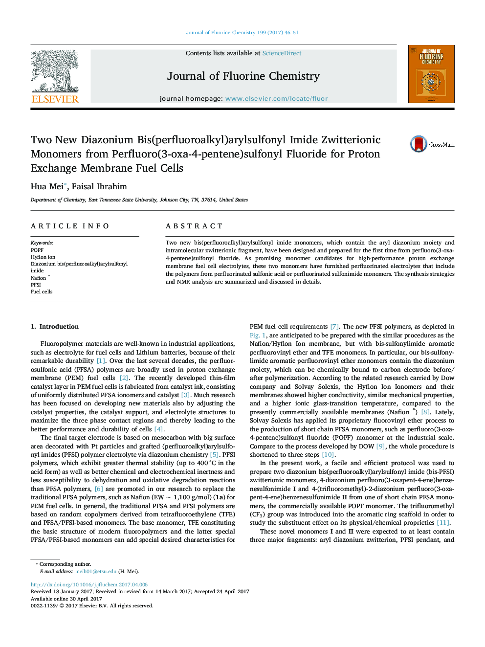 Two New Diazonium Bis(perfluoroalkyl)arylsulfonyl Imide Zwitterionic Monomers from Perfluoro(3-oxa-4-pentene)sulfonyl Fluoride for Proton Exchange Membrane Fuel Cells