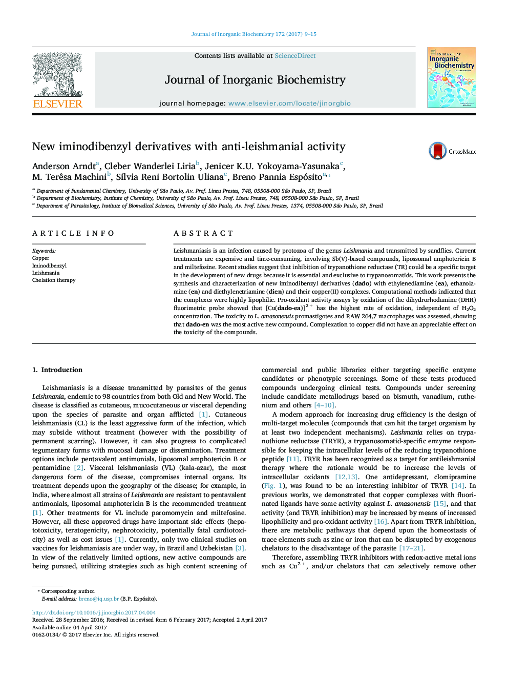New iminodibenzyl derivatives with anti-leishmanial activity