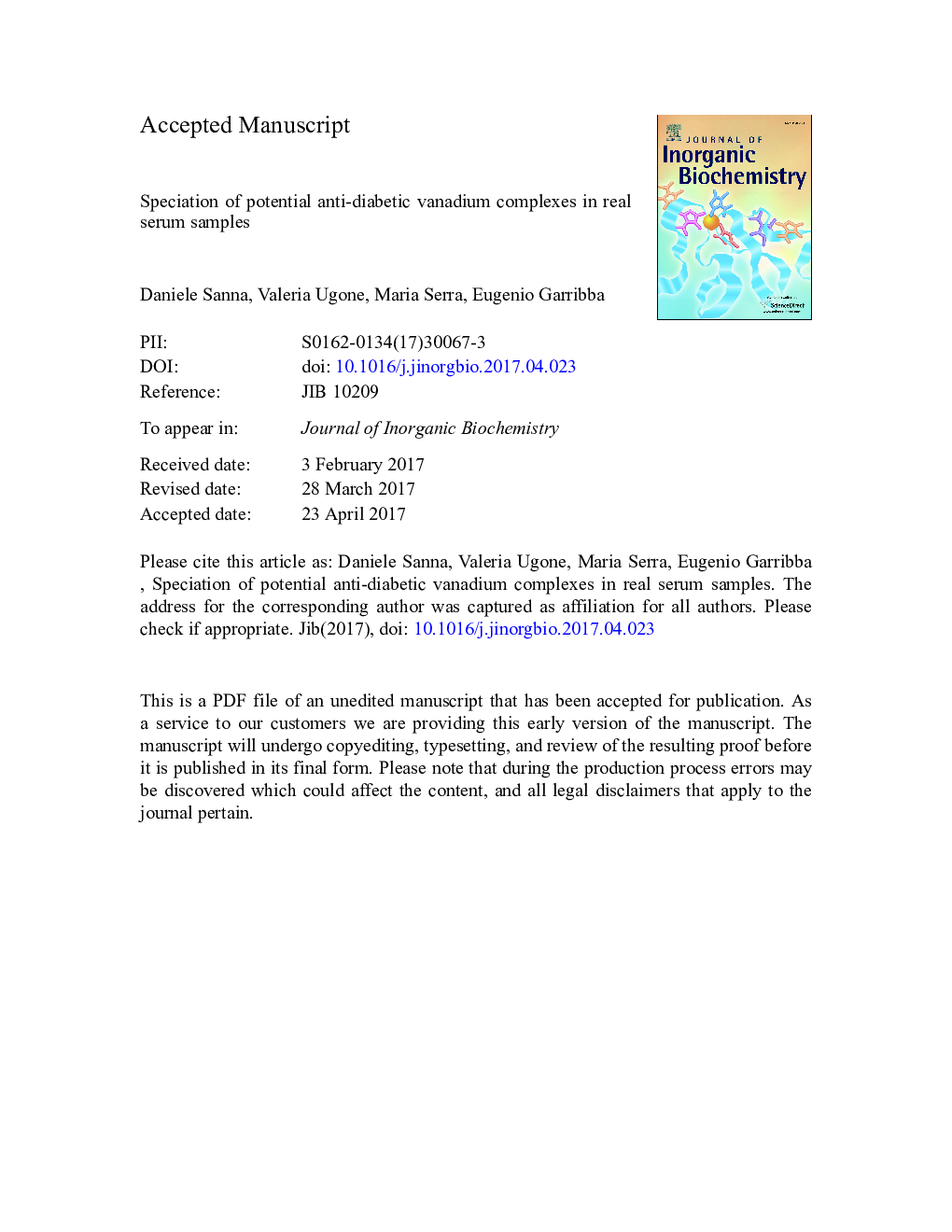 Speciation of potential anti-diabetic vanadium complexes in real serum samples