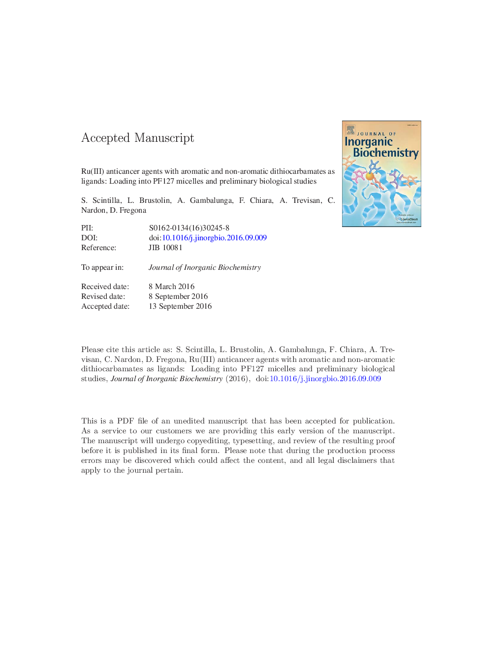 Ru(III) anticancer agents with aromatic and non-aromatic dithiocarbamates asligands: Loading into nanocarriers and preliminary biological studies