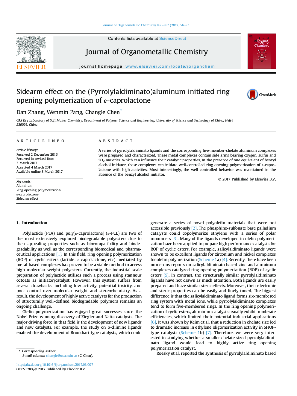 Sidearm effect on the (Pyrrolylaldiminato)aluminum initiated ring opening polymerization of Îµ-caprolactone