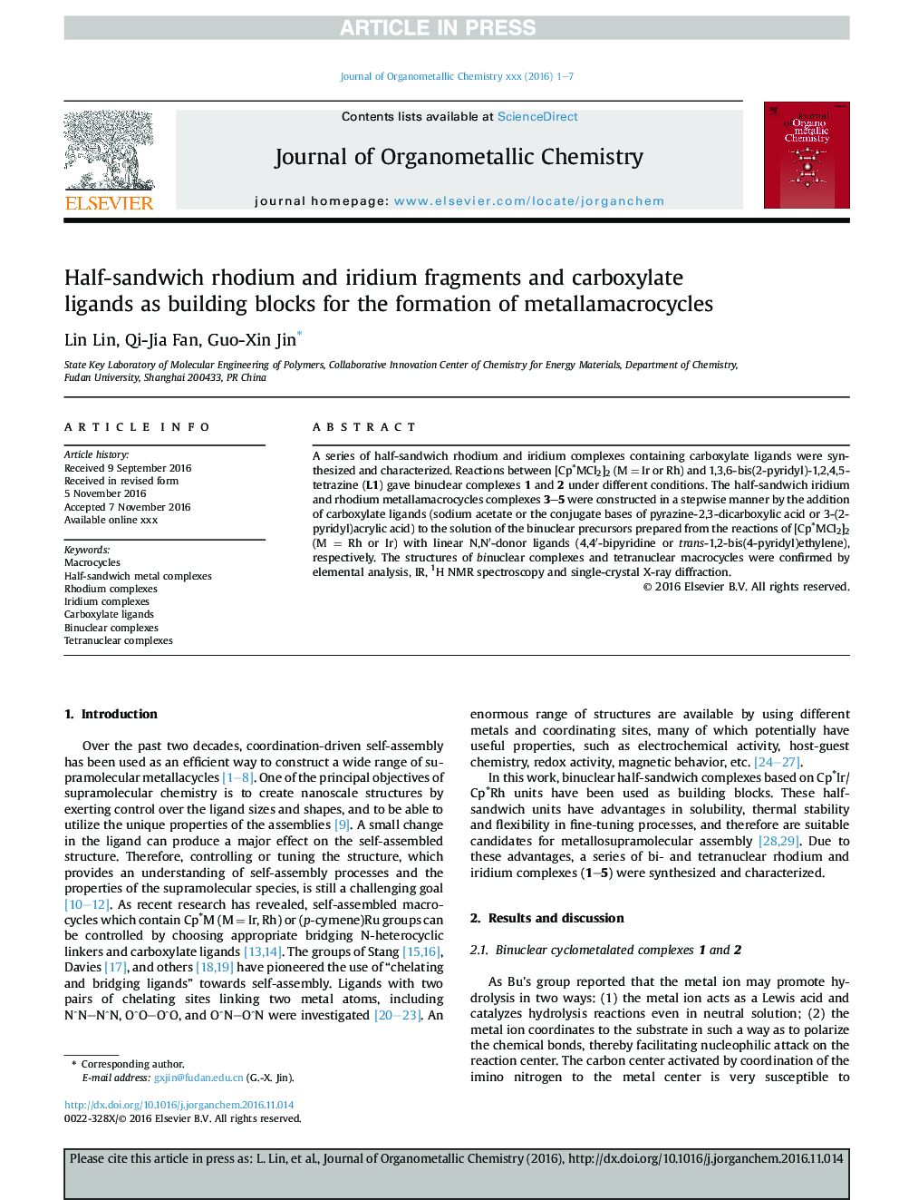 Half-sandwich rhodium and iridium fragments and carboxylate ligands as building blocks for the formation of metallamacrocycles