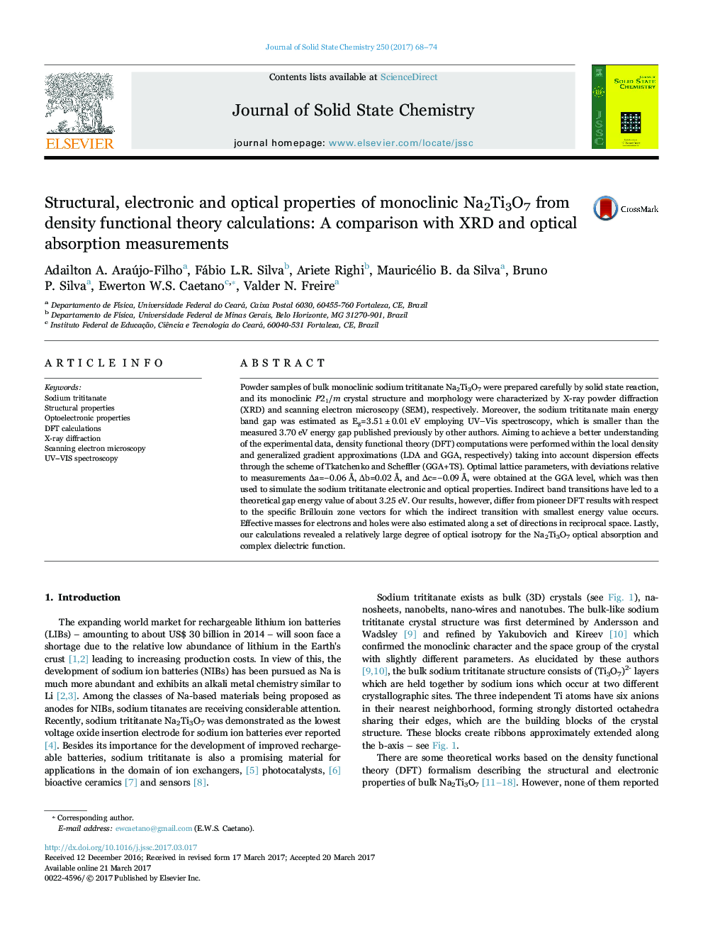 Structural, electronic and optical properties of monoclinic Na2Ti3O7 from density functional theory calculations: A comparison with XRD and optical absorption measurements