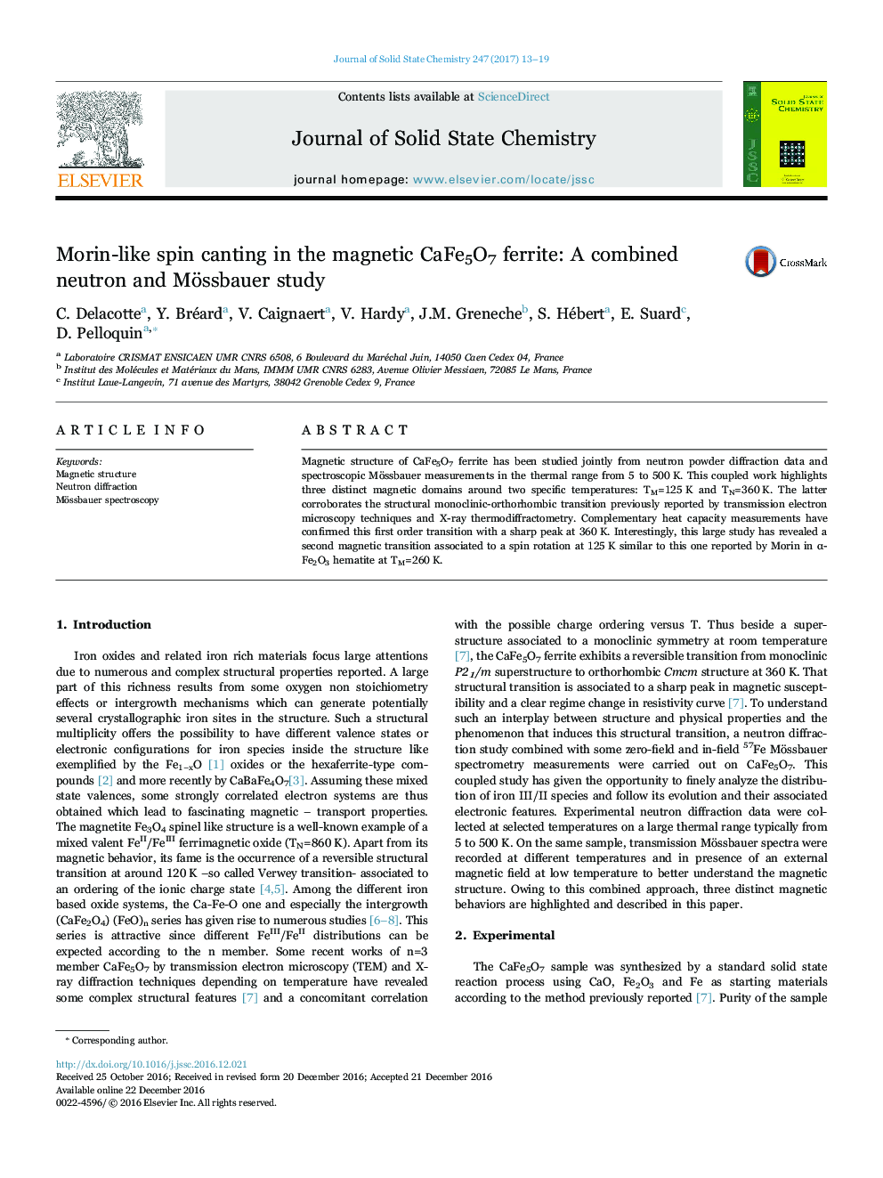 Morin-like spin canting in the magnetic CaFe5O7 ferrite: A combined neutron and Mössbauer study