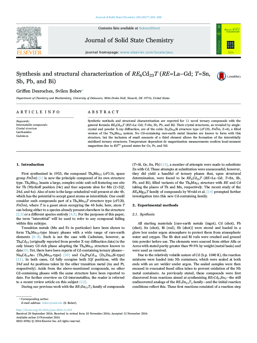 Synthesis and structural characterization of RE6Cd23T (RE=La-Gd; T=Sn, Sb, Pb, and Bi)