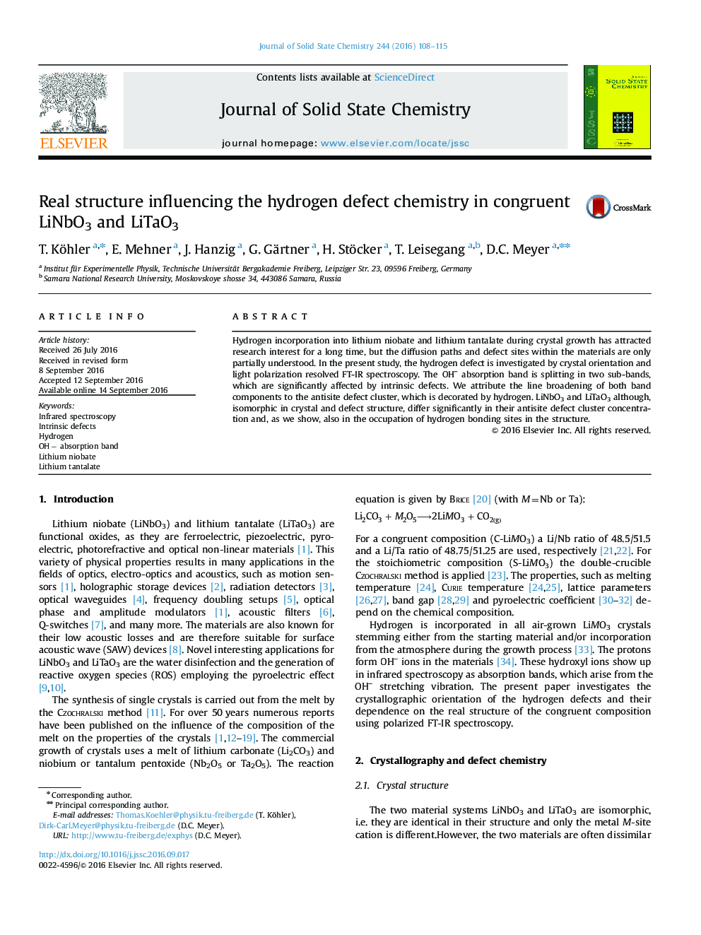 Real structure influencing the hydrogen defect chemistry in congruent LiNbO3 and LiTaO3