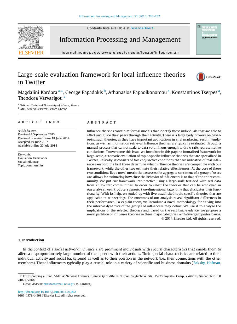 Large-scale evaluation framework for local influence theories in Twitter