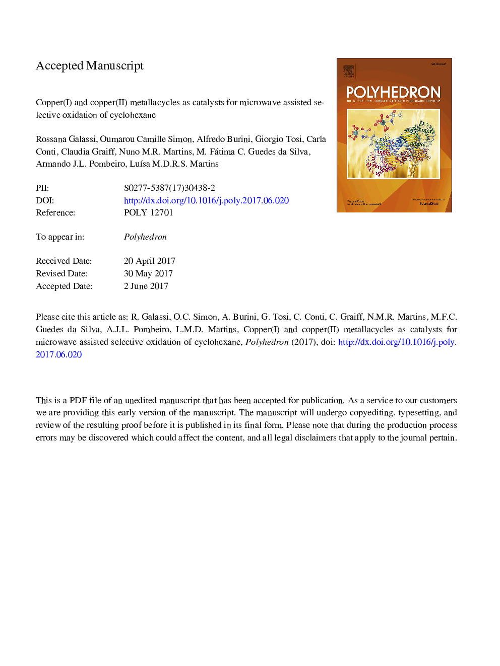 Copper(I) and copper(II) metallacycles as catalysts for microwave assisted selective oxidation of cyclohexane