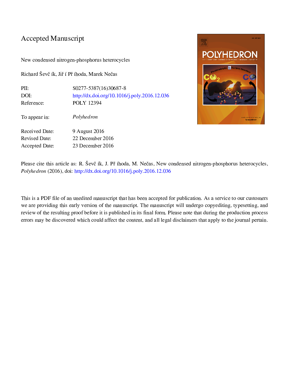 عکس صفحه اول مقاله: New condensed nitrogen-phosphorus heterocycles New condensed nitrogen-phosphorus heterocycles