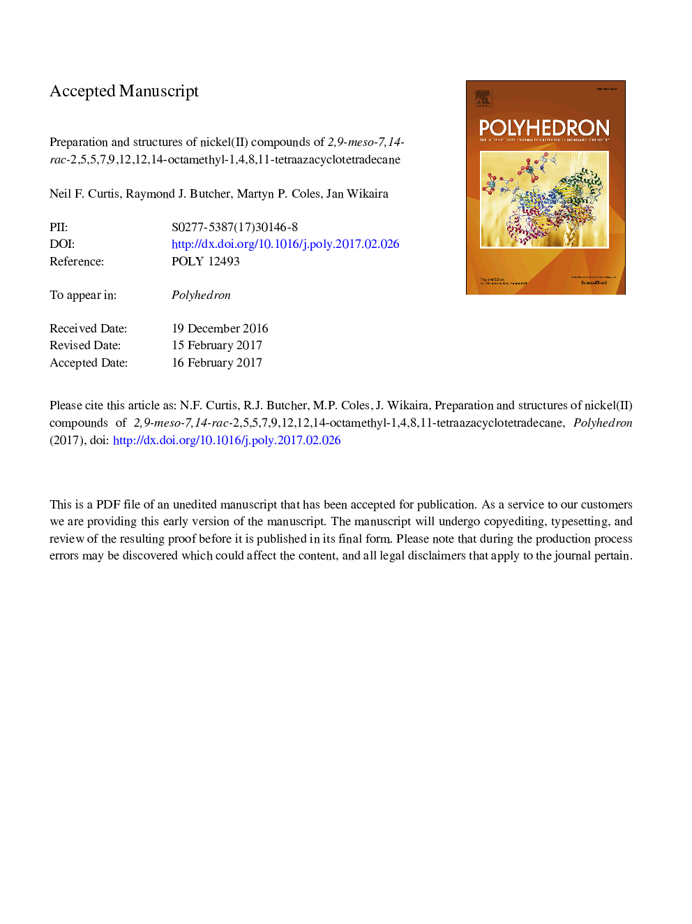 Preparation and structures of nickel(II) compounds of 2,9-meso-7,14-rac-2,5,5,7,9,12,12,14-octamethyl-1,4,8,11-tetraazacyclotetradecane