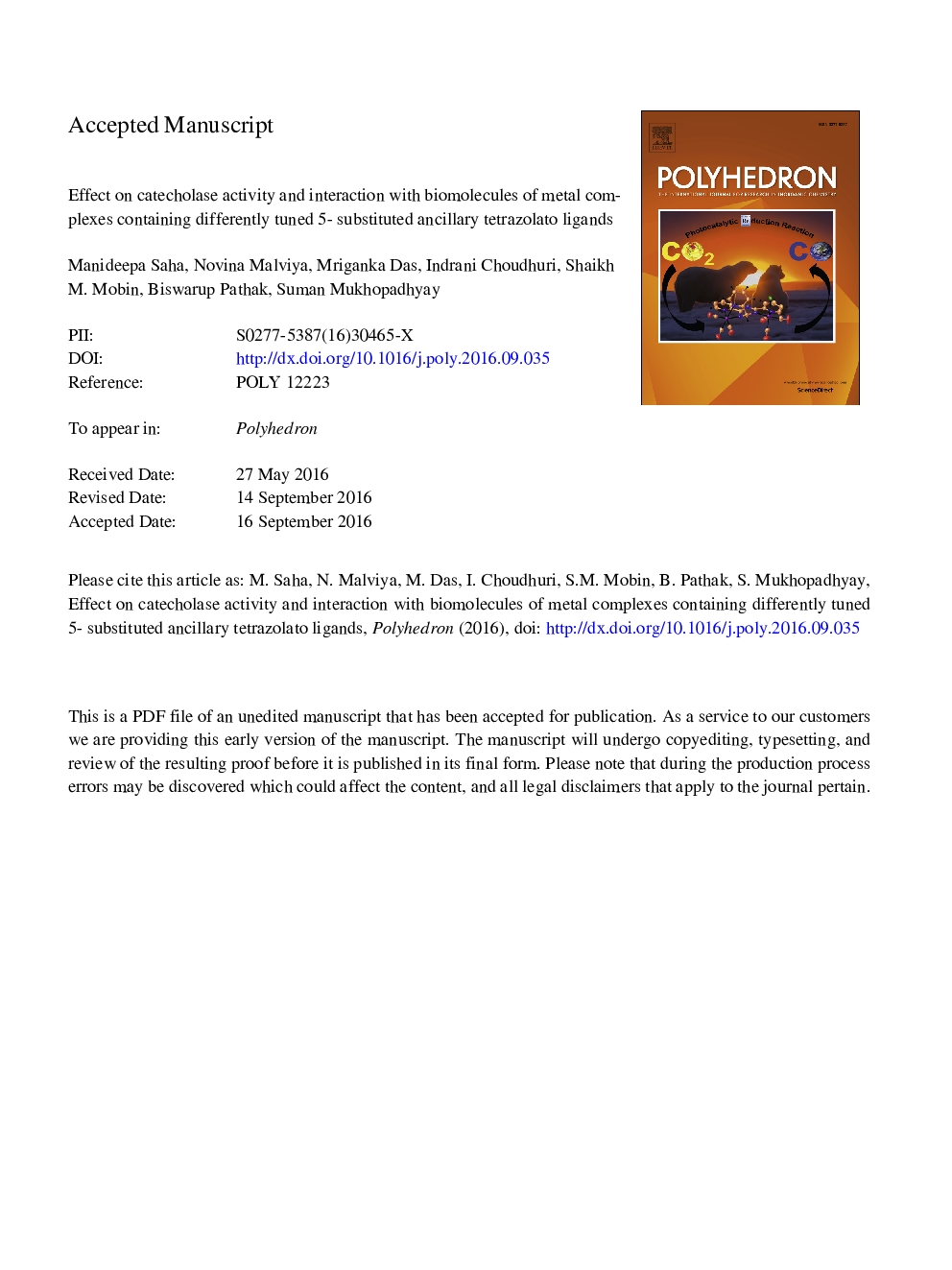 Effect on catecholase activity and interaction with biomolecules of metal complexes containing differently tuned 5-substituted ancillary tetrazolato ligands