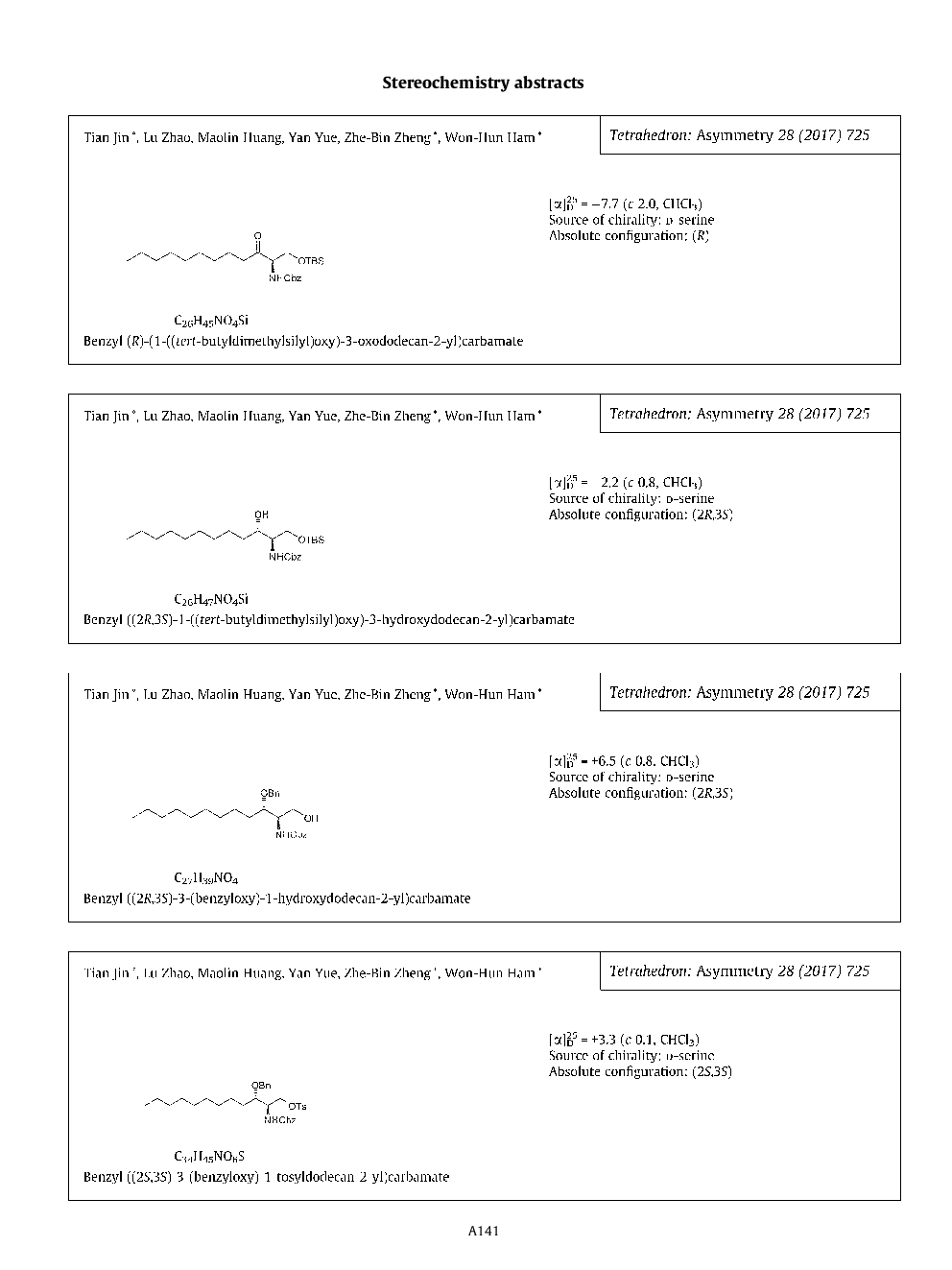 Stereochemistry abstracts