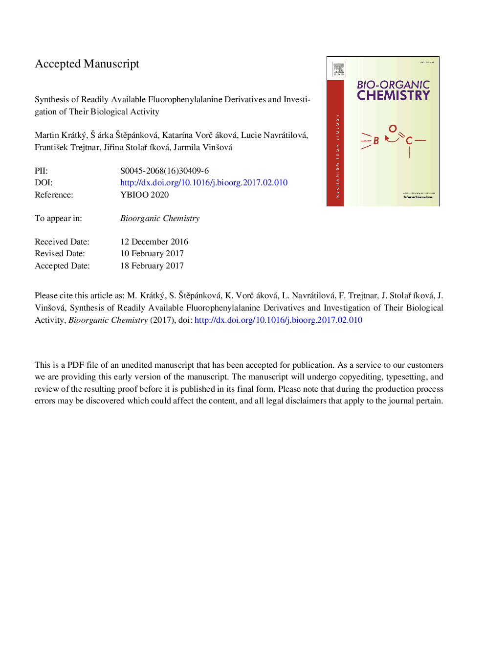 Synthesis of readily available fluorophenylalanine derivatives and investigation of their biological activity