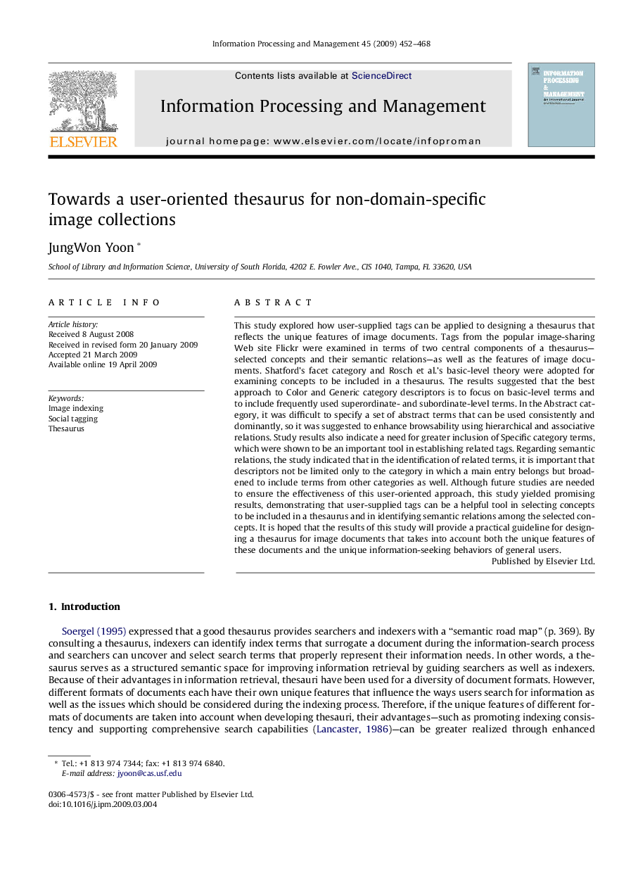 Towards a user-oriented thesaurus for non-domain-specific image collections