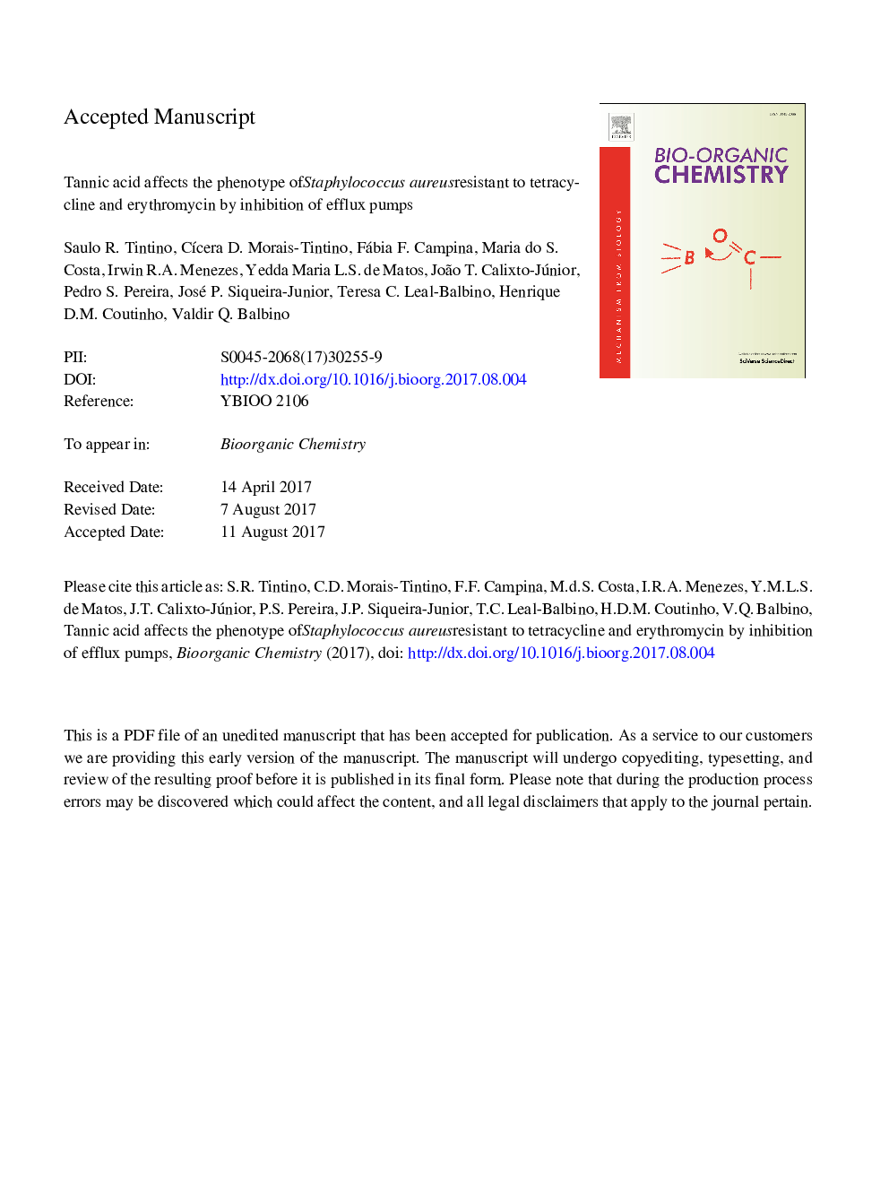 Tannic acid affects the phenotype of Staphylococcus aureus resistant to tetracycline and erythromycin by inhibition of efflux pumps