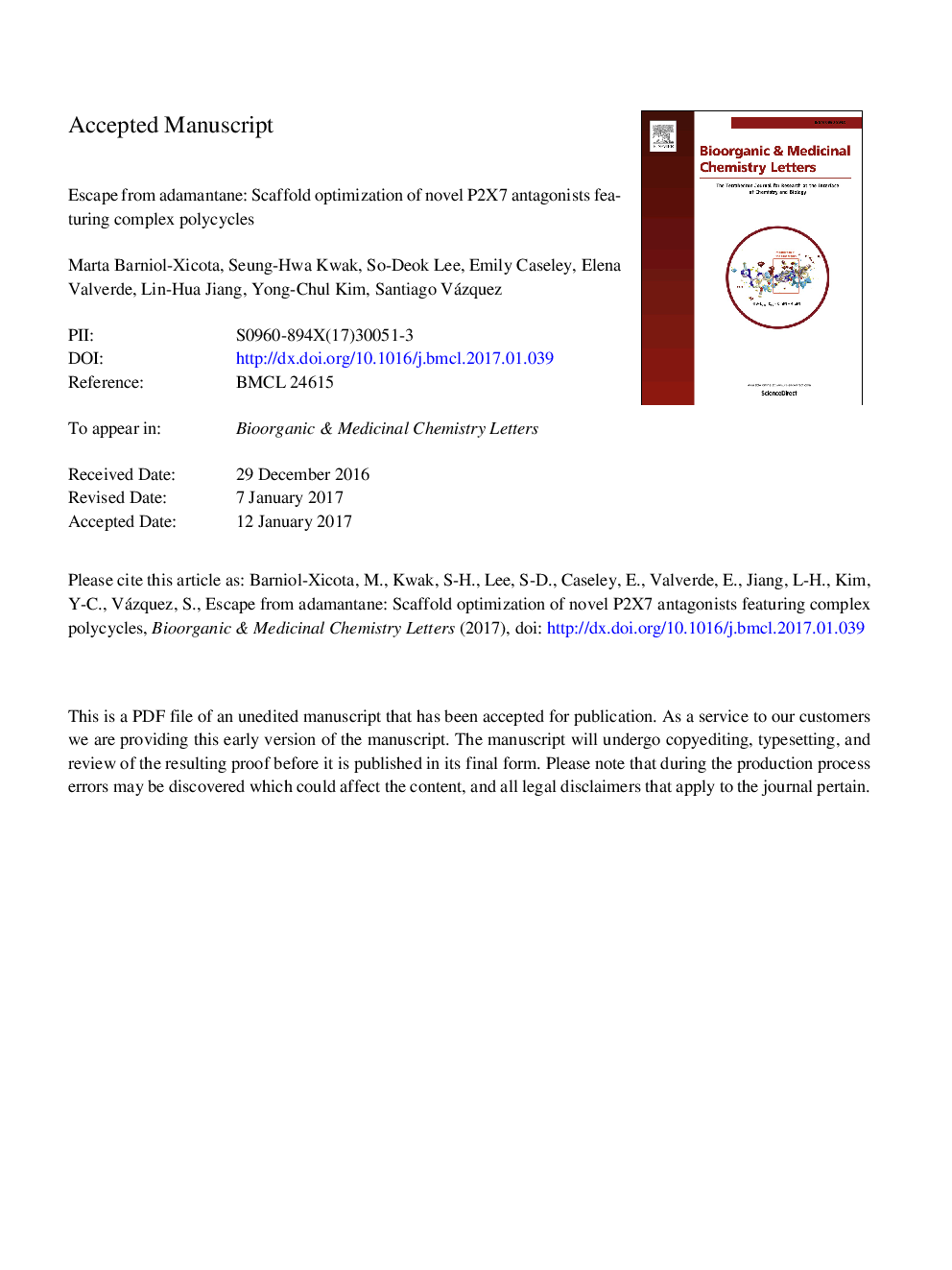 Escape from adamantane: Scaffold optimization of novel P2X7 antagonists featuring complex polycycles