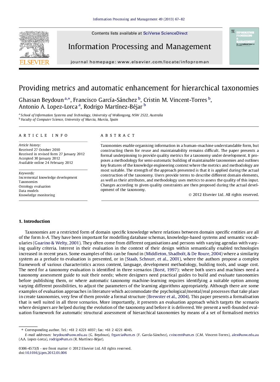 Providing metrics and automatic enhancement for hierarchical taxonomies