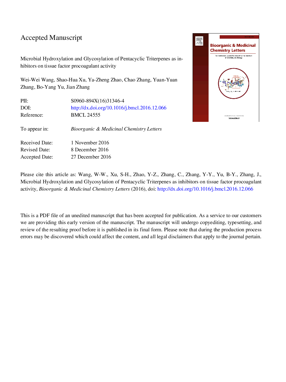 Microbial hydroxylation and glycosylation of pentacyclic triterpenes as inhibitors on tissue factor procoagulant activity