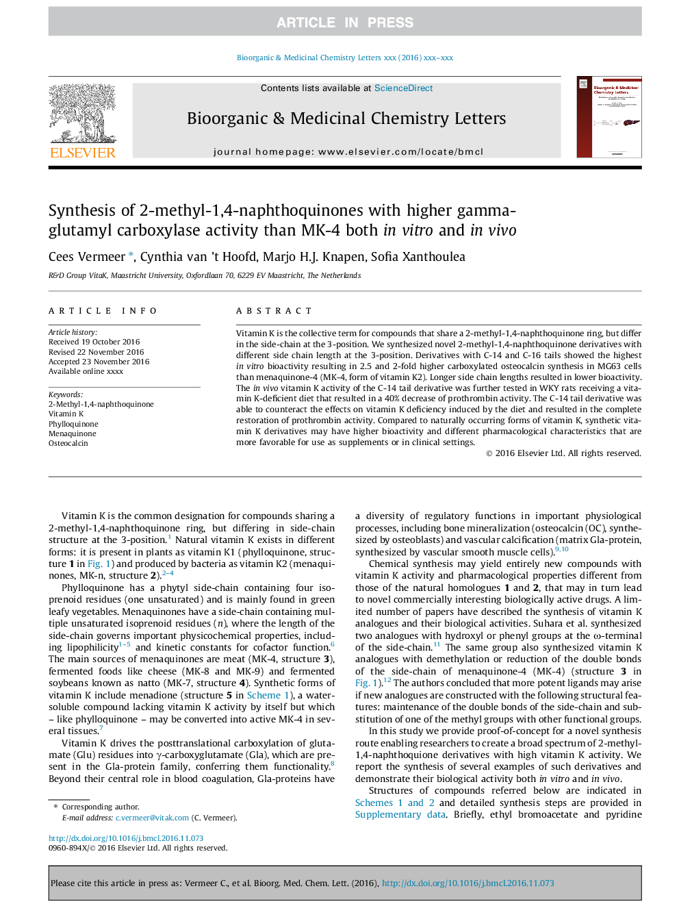 Synthesis of 2-methyl-1,4-naphthoquinones with higher gamma-glutamyl carboxylase activity than MK-4 both in vitro and in vivo