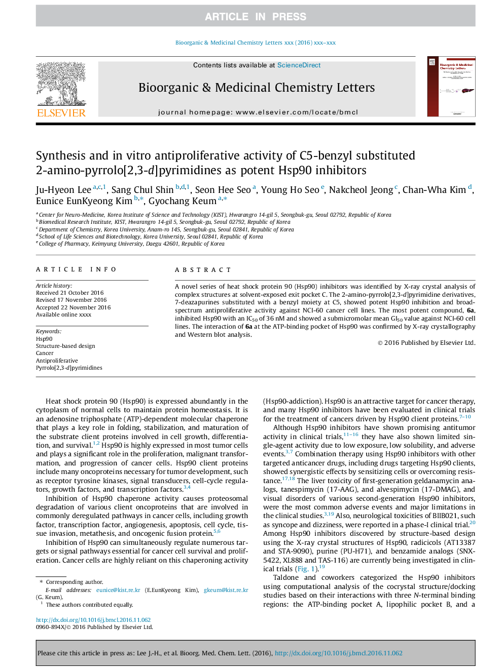 Synthesis and in vitro antiproliferative activity of C5-benzyl substituted 2-amino-pyrrolo[2,3-d]pyrimidines as potent Hsp90 inhibitors