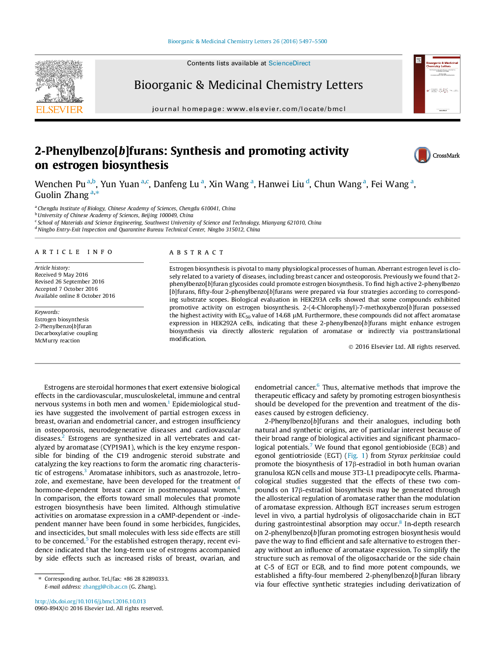 2-Phenylbenzo[b]furans: Synthesis and promoting activity on estrogen biosynthesis