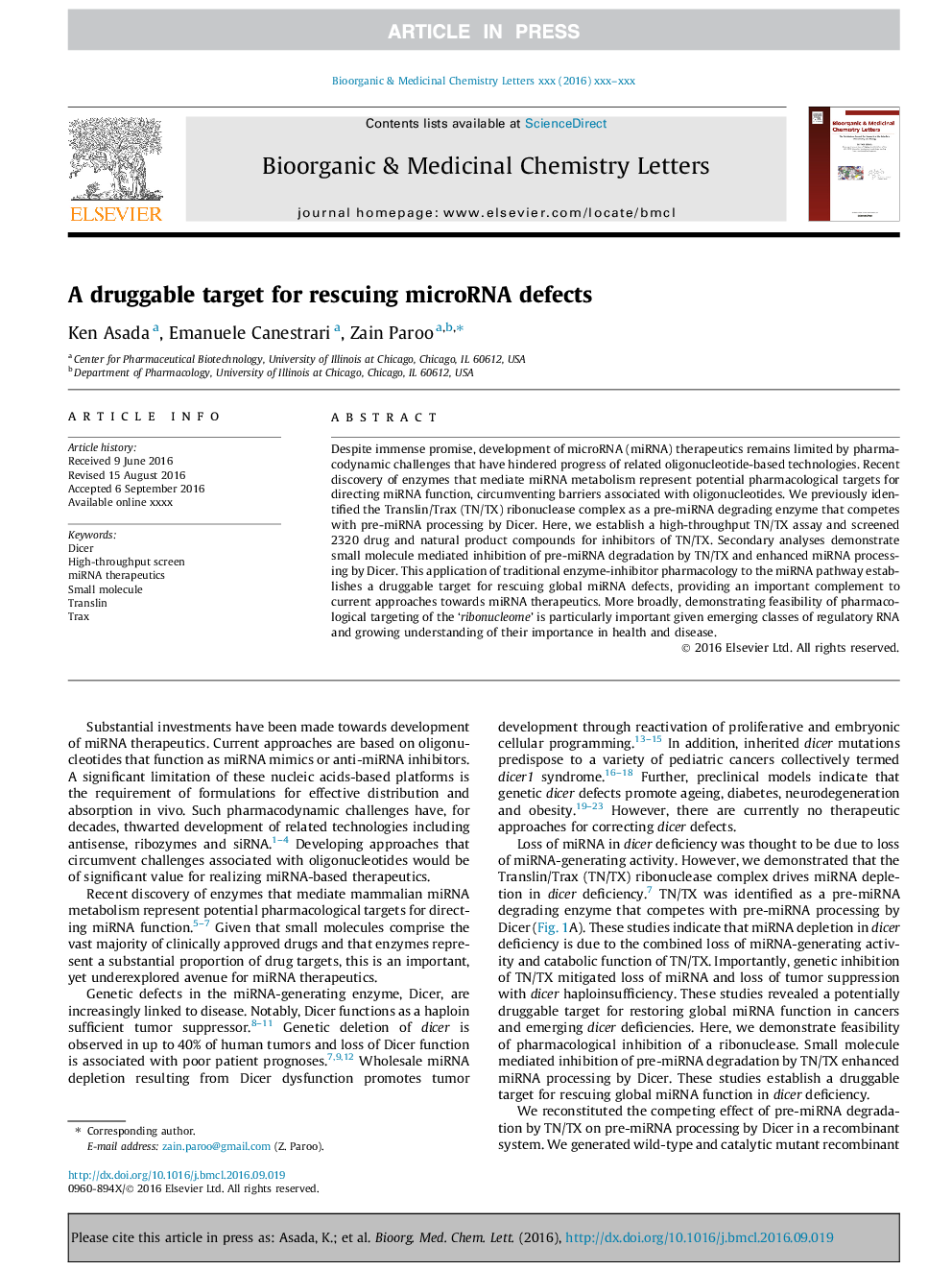 A druggable target for rescuing microRNA defects