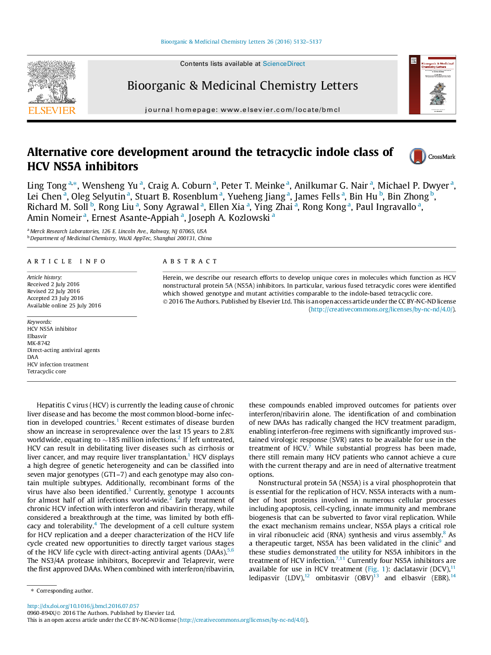 Alternative core development around the tetracyclic indole class of HCV NS5A inhibitors