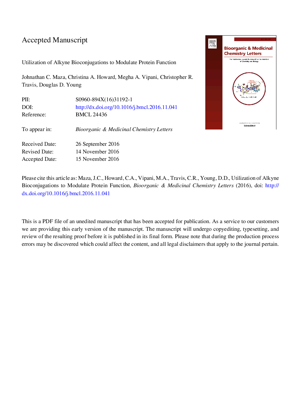 Utilization of alkyne bioconjugations to modulate protein function