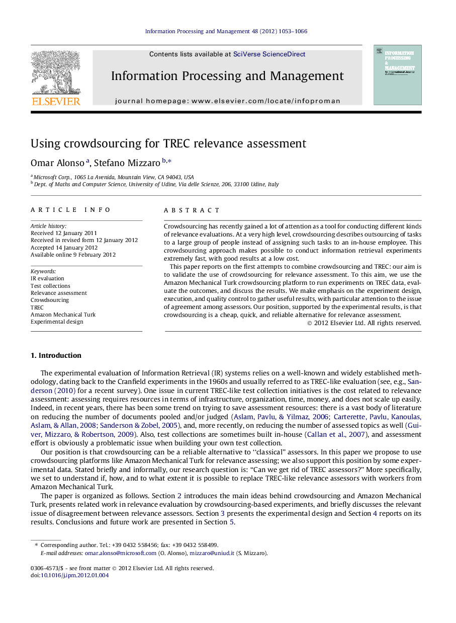 Using crowdsourcing for TREC relevance assessment