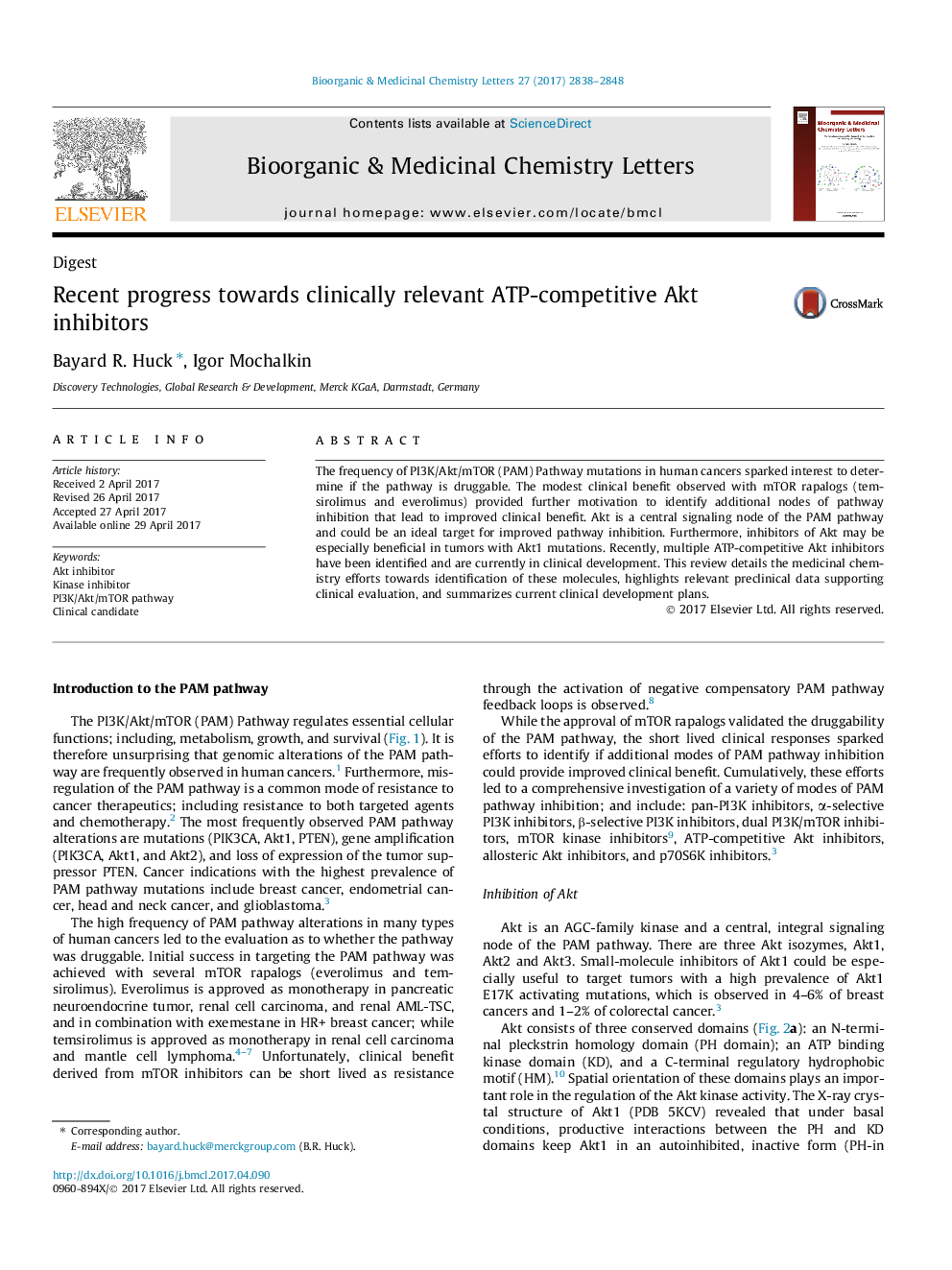 Recent progress towards clinically relevant ATP-competitive Akt inhibitors