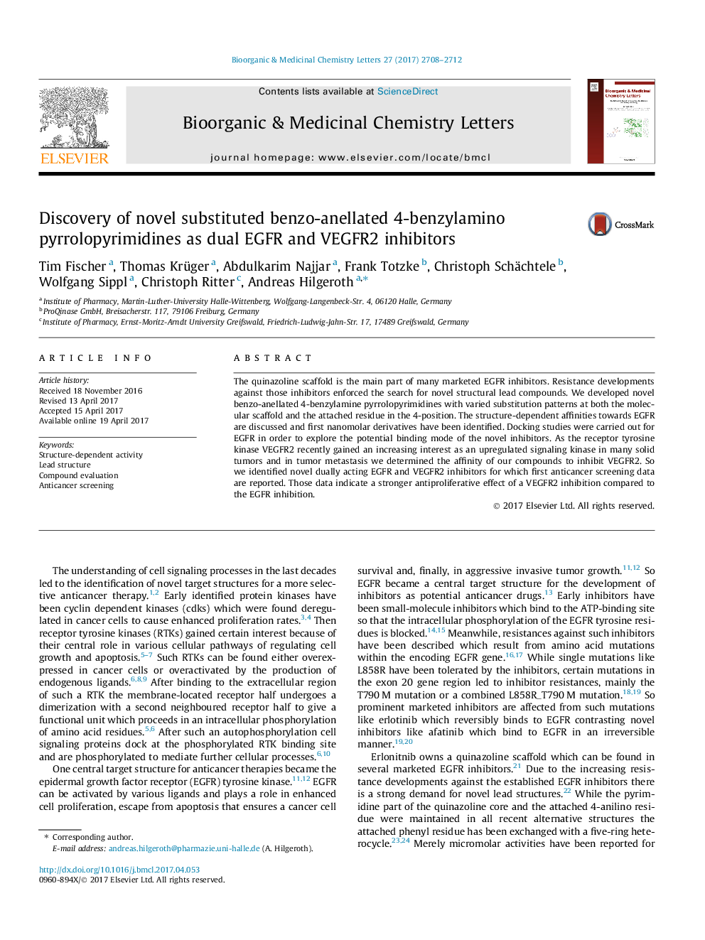 Discovery of novel substituted benzo-anellated 4-benzylamino pyrrolopyrimidines as dual EGFR and VEGFR2 inhibitors