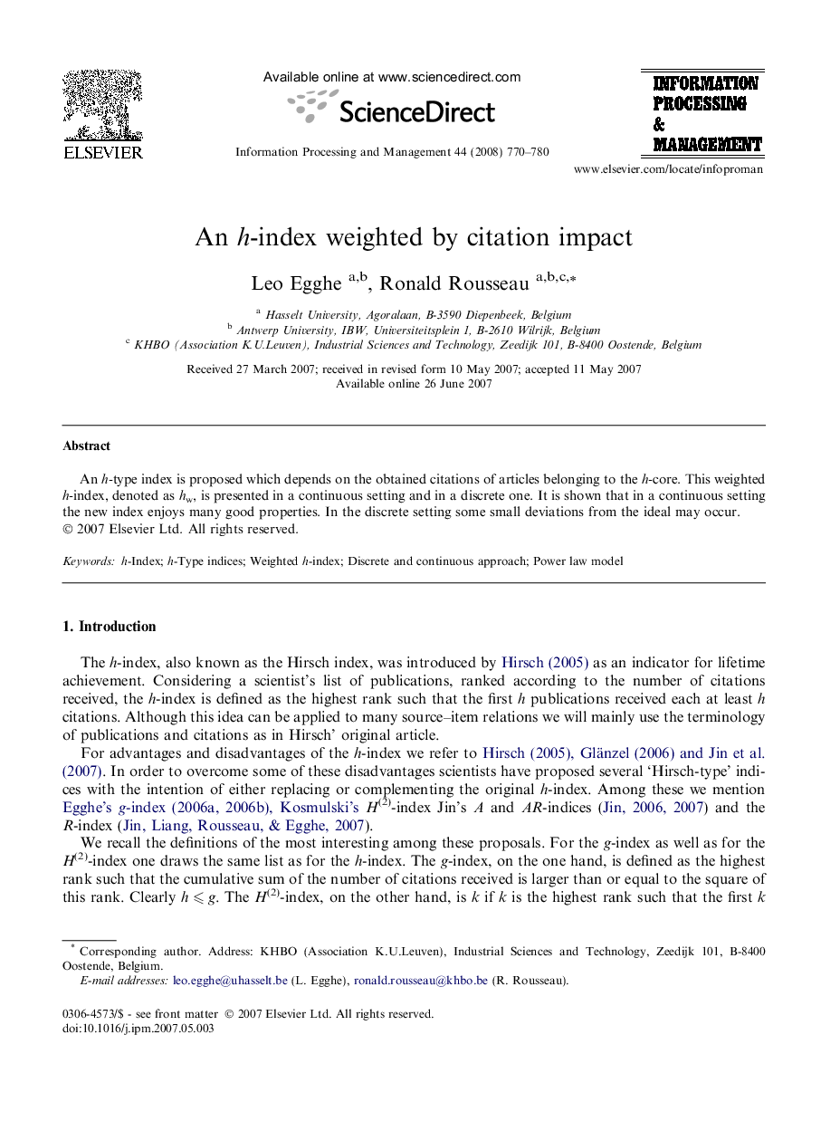 An h-index weighted by citation impact