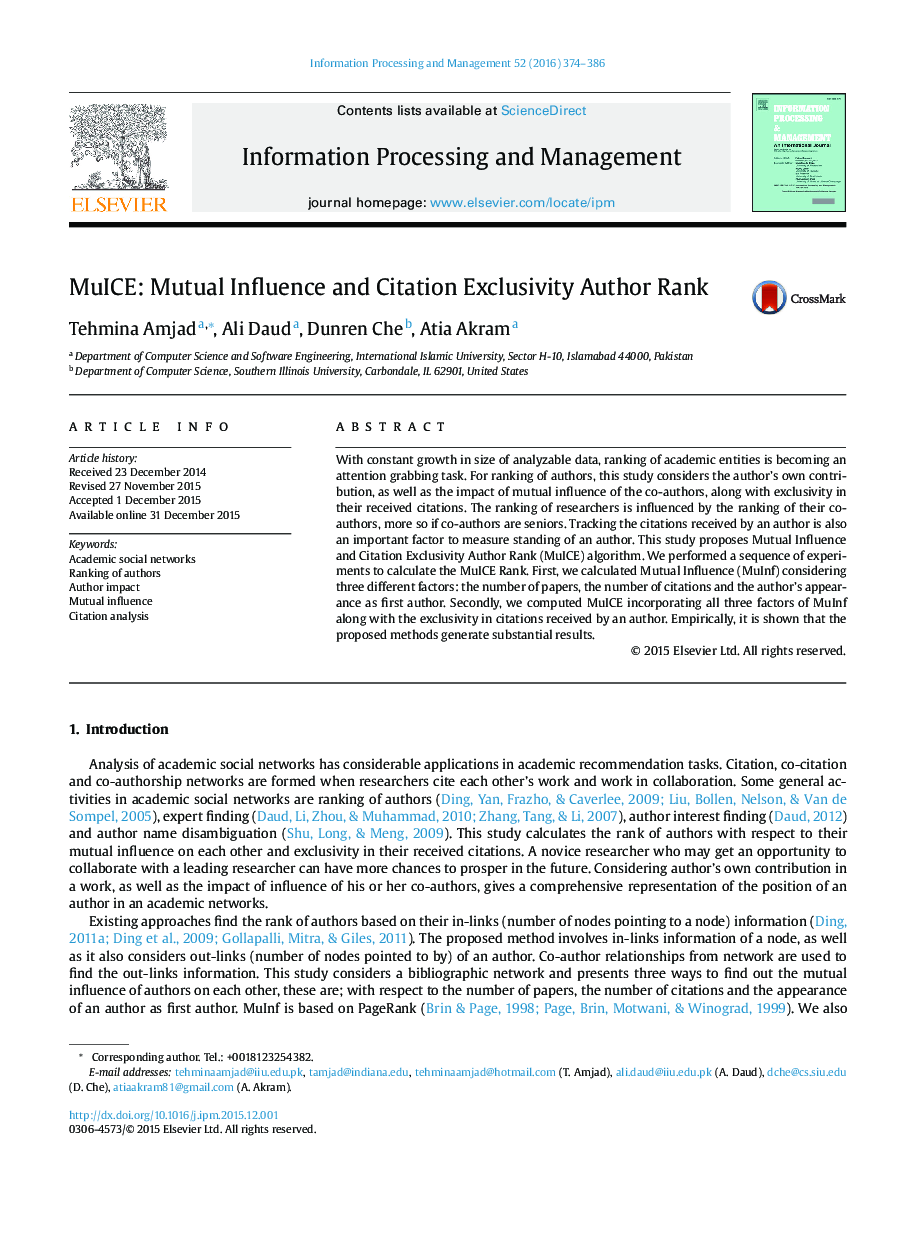 MuICE: Mutual Influence and Citation Exclusivity Author Rank