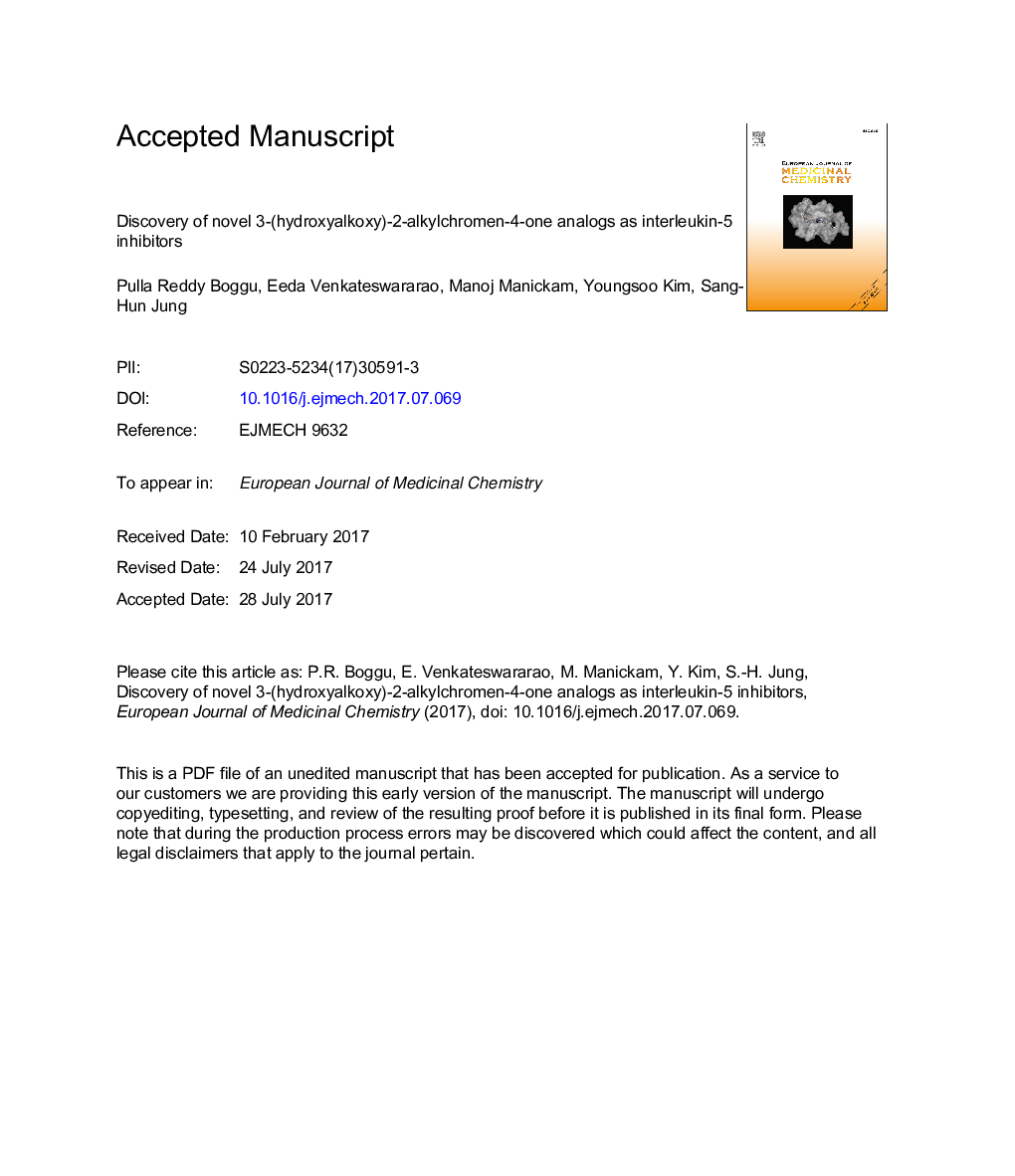 Discovery of novel 3-(hydroxyalkoxy)-2-alkylchromen-4-one analogs as interleukin-5 inhibitors