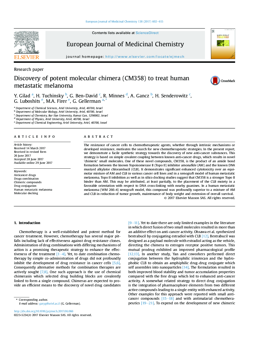 Discovery of potent molecular chimera (CM358) to treat human metastatic melanoma