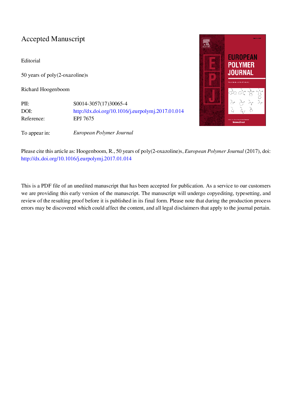 50Â years of poly(2-oxazoline)s