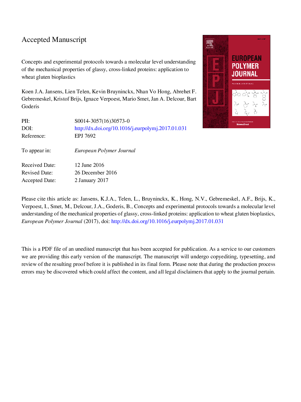 Concepts and experimental protocols towards a molecular level understanding of the mechanical properties of glassy, cross-linked proteins: Application to wheat gluten bioplastics