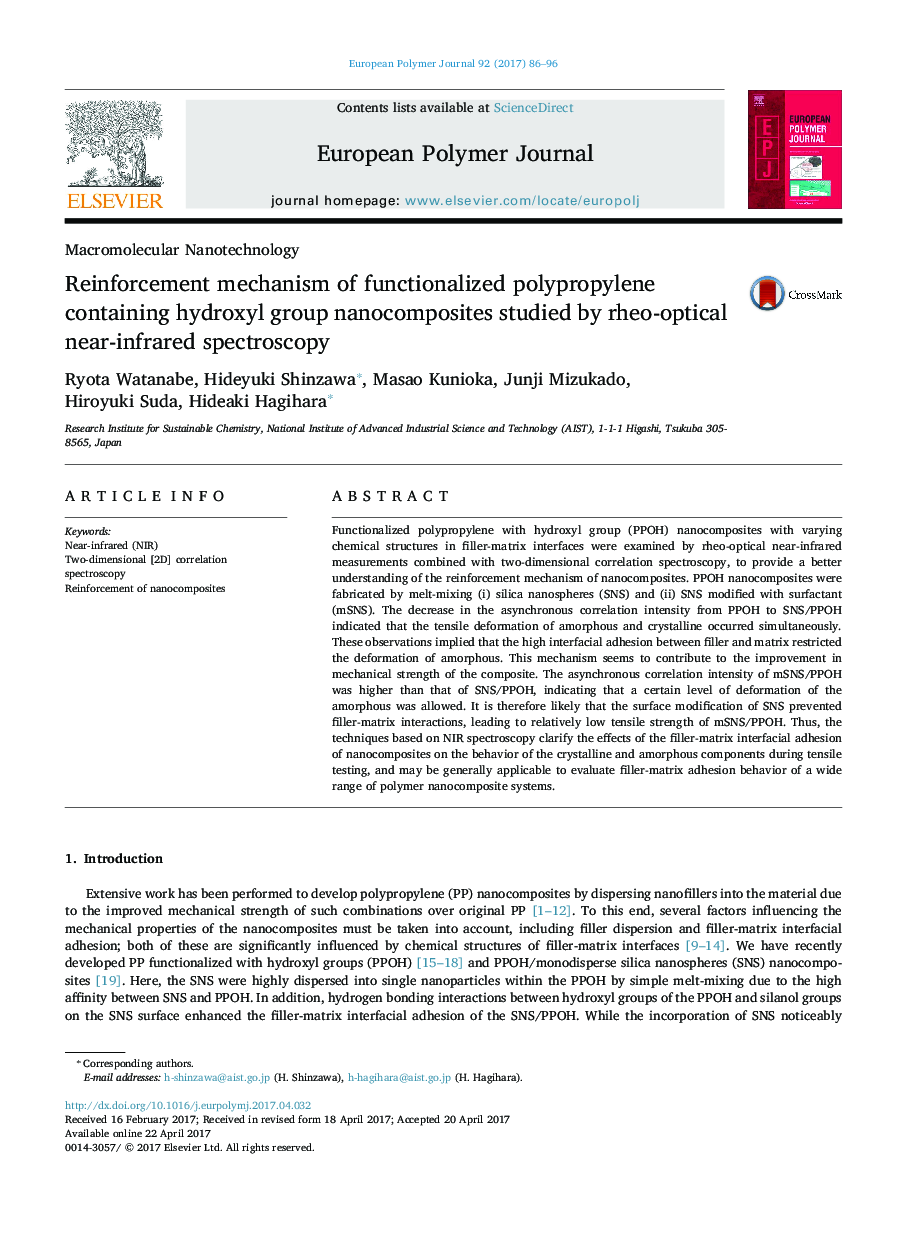 Reinforcement mechanism of functionalized polypropylene containing hydroxyl group nanocomposites studied by rheo-optical near-infrared spectroscopy