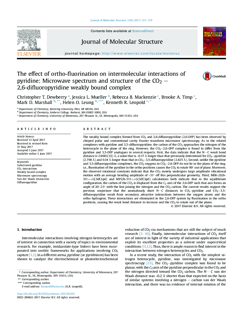 The effect of ortho-fluorination on intermolecular interactions of pyridine: Microwave spectrum and structure of the CO2 - 2,6-difluoropyridine weakly bound complex