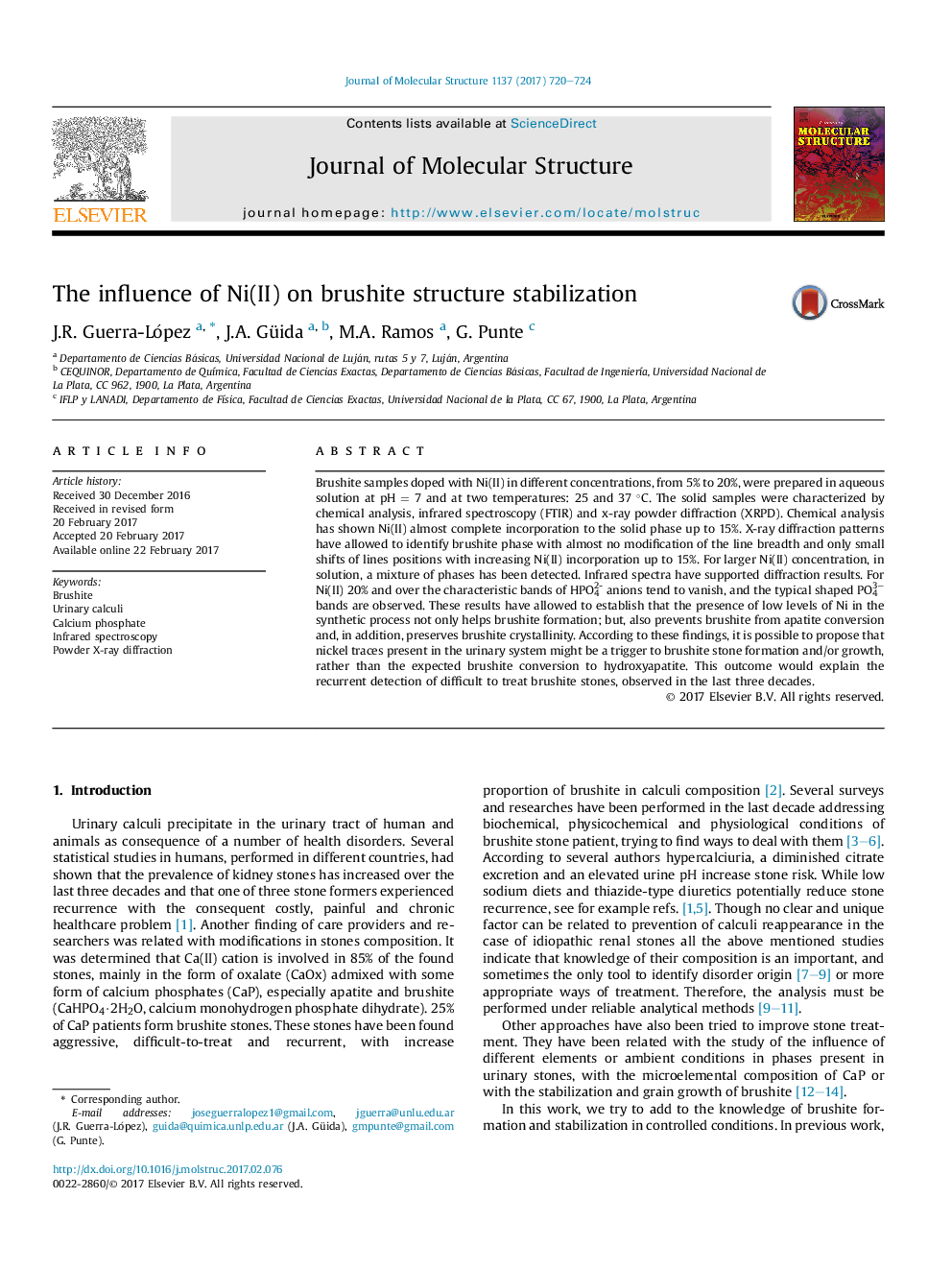 The influence of Ni(II) on brushite structure stabilization