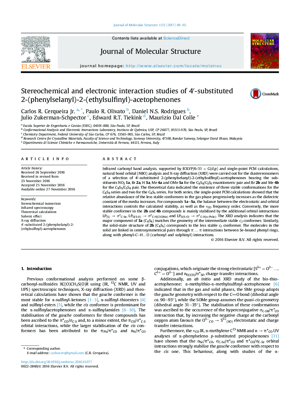 Stereochemical and electronic interaction studies of 4â²-substituted 2-(phenylselanyl)-2-(ethylsulfinyl)-acetophenones