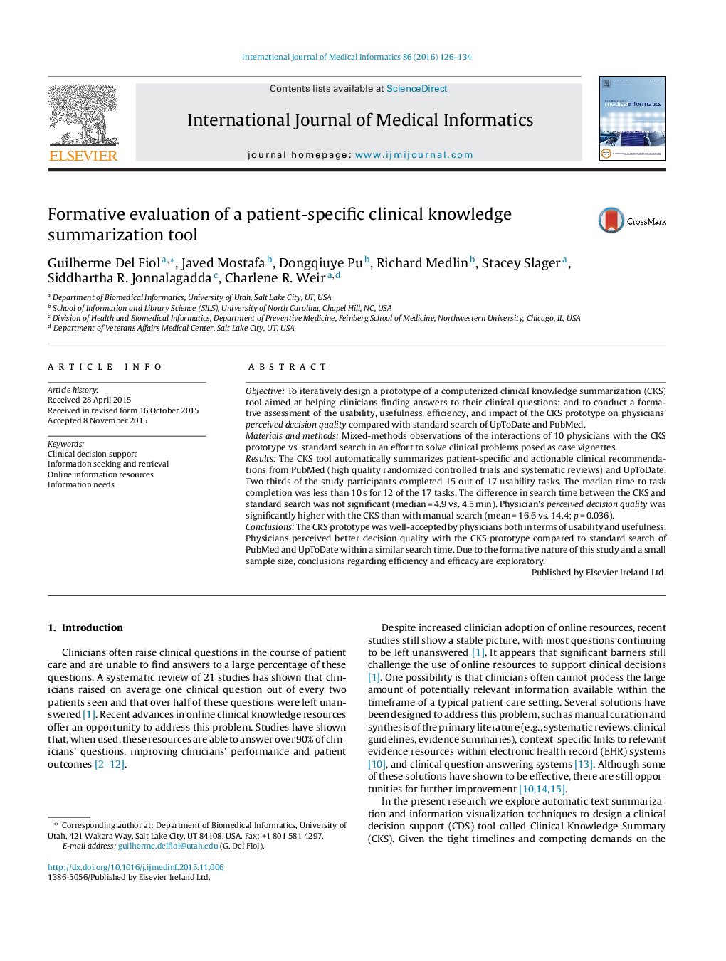 Formative evaluation of a patient-specific clinical knowledge summarization tool