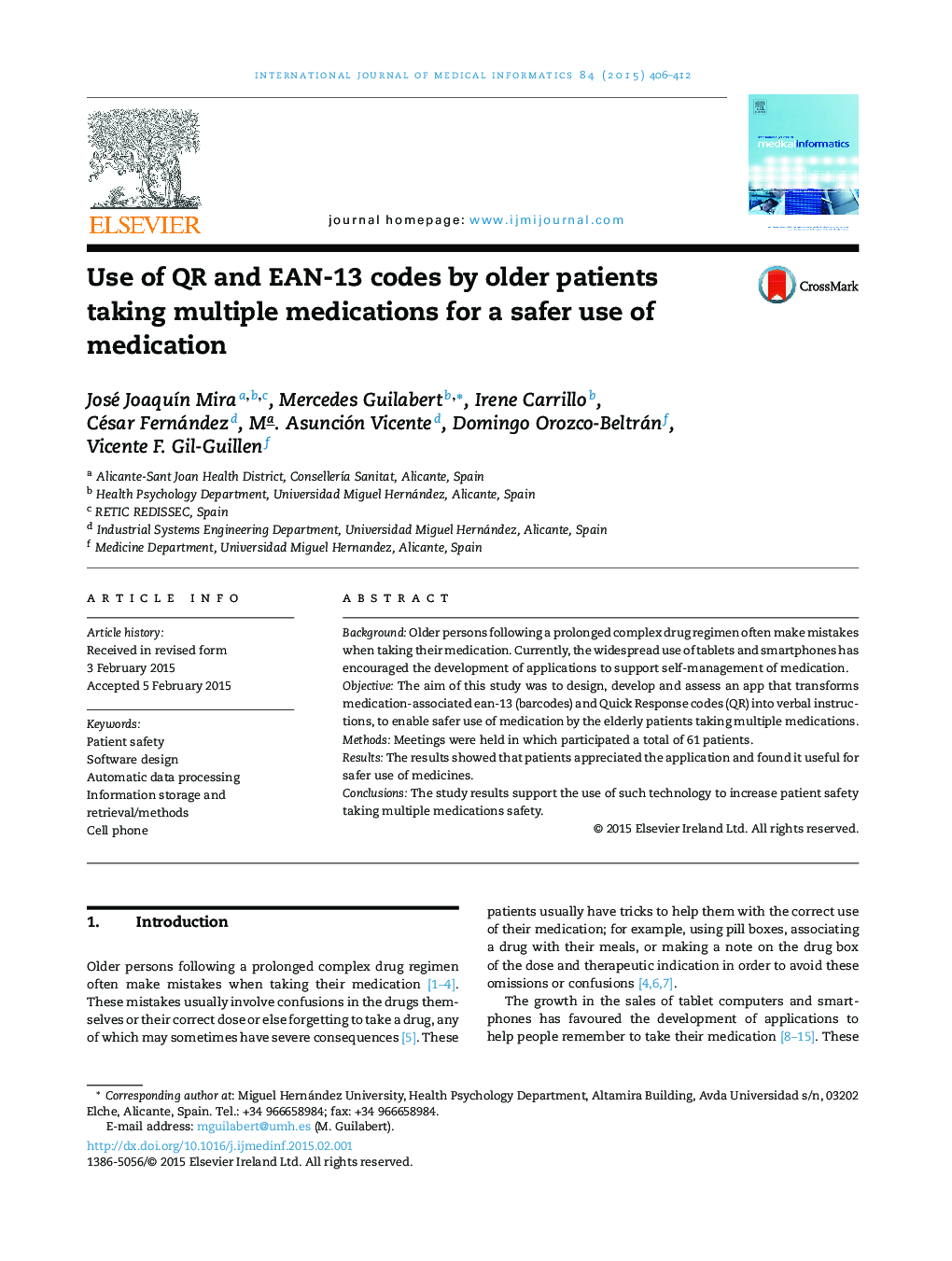 Use of QR and EAN-13 codes by older patients taking multiple medications for a safer use of medication