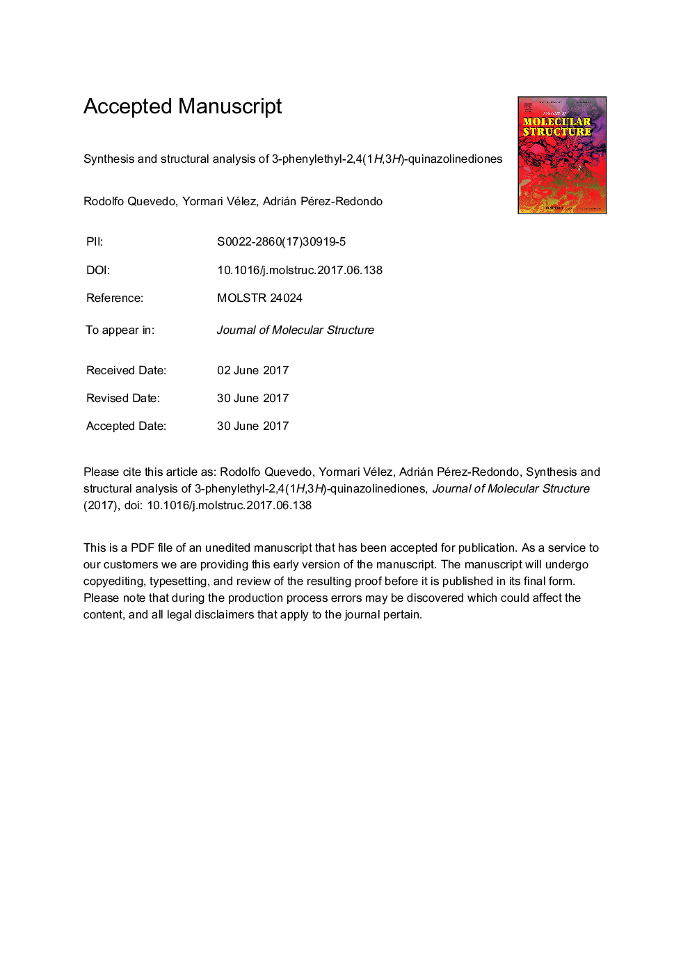 Synthesis and structural analysis of 3-phenylethyl-2,4(1H,3H)-quinazolinediones