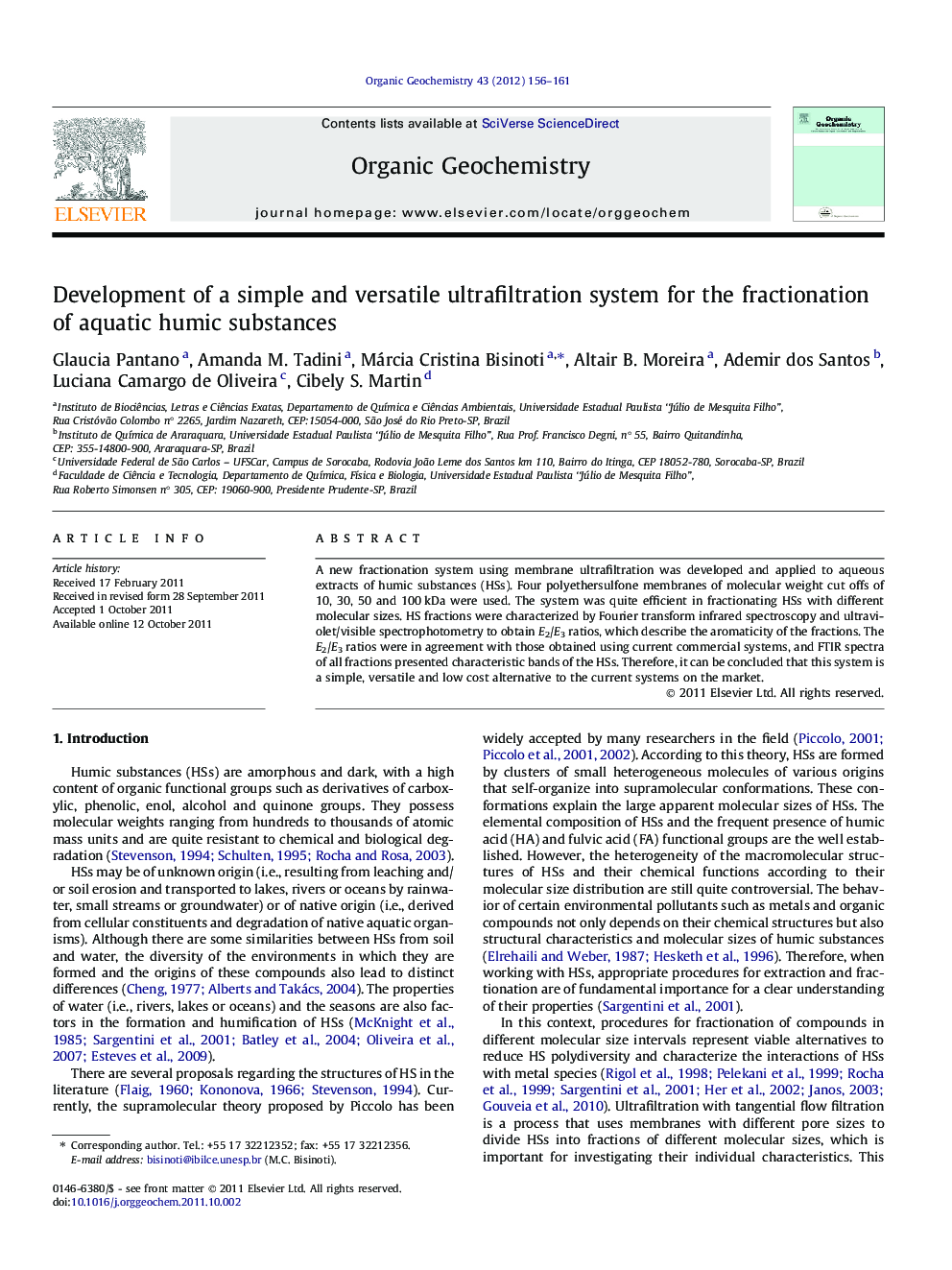 Development of a simple and versatile ultrafiltration system for the fractionation of aquatic humic substances