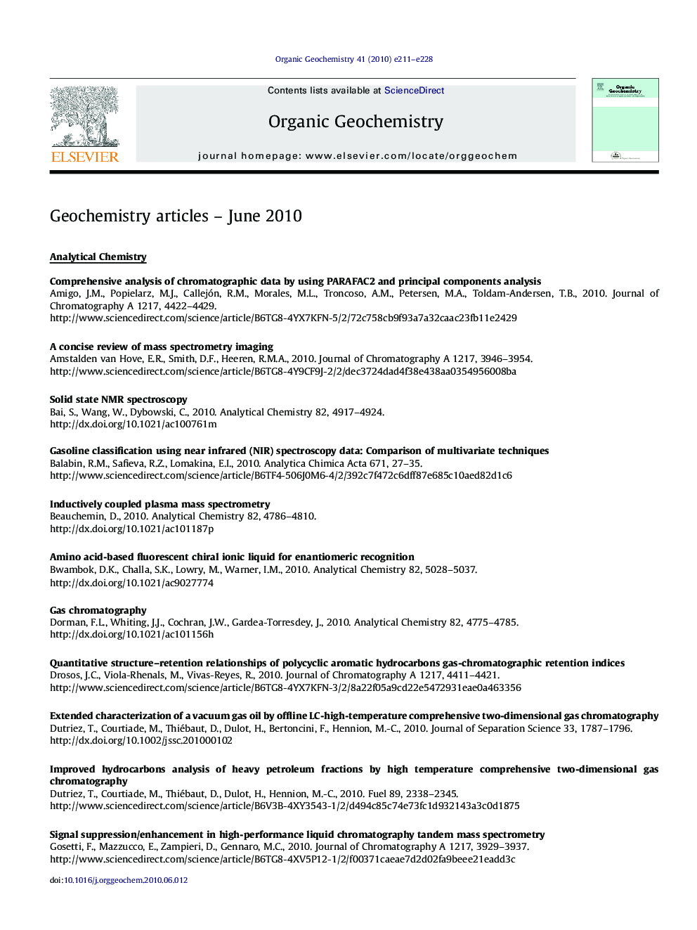 Geochemistry Articles - June 2010