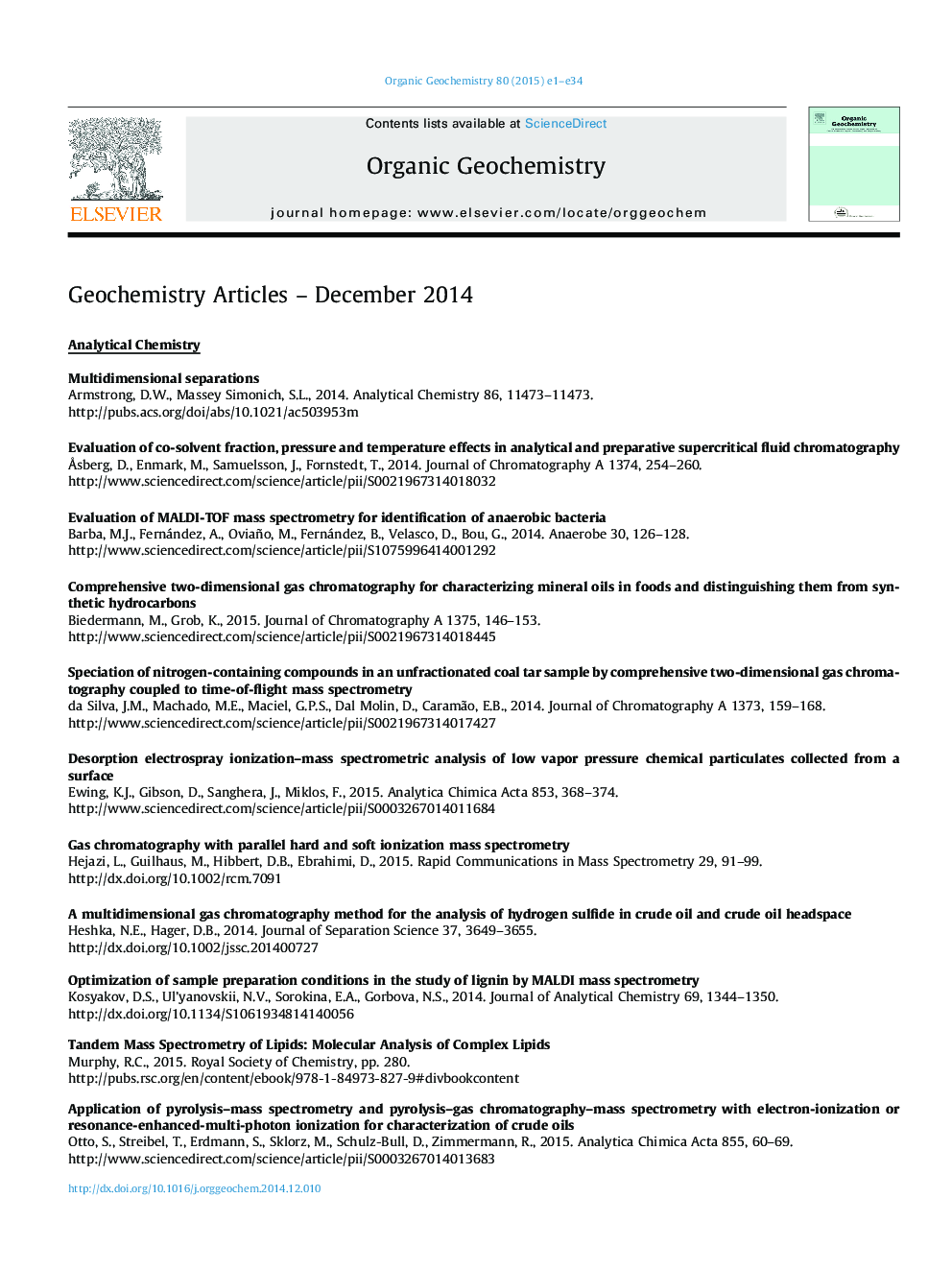 عکس صفحه اول مقاله: GEOCHEMISTRY ARTICLES December 2014 GEOCHEMISTRY ARTICLES December 2014